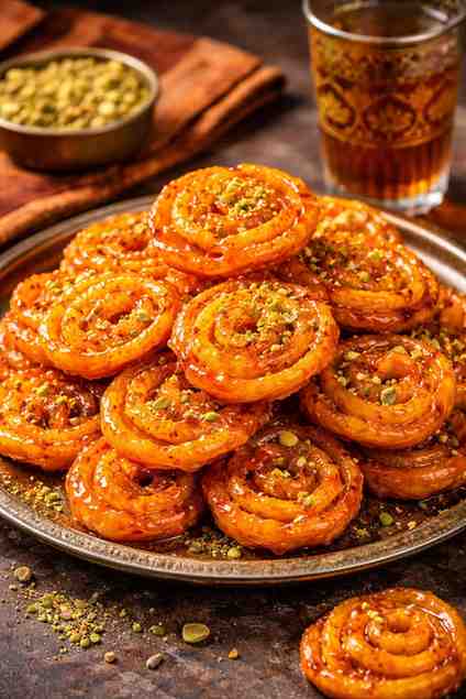 Algerian Zlabia Fritters Sweet Spiral Recipe - mini funnel cake